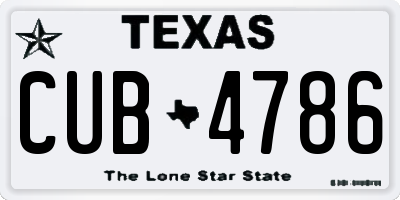 TX license plate CUB4786