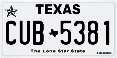TX license plate CUB5381