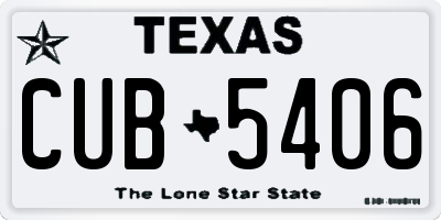 TX license plate CUB5406