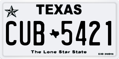 TX license plate CUB5421