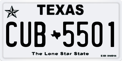 TX license plate CUB5501