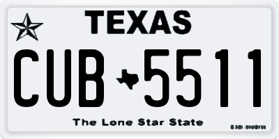 TX license plate CUB5511