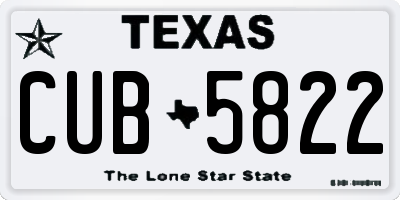 TX license plate CUB5822