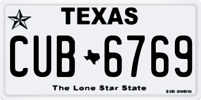 TX license plate CUB6769