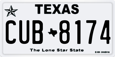 TX license plate CUB8174