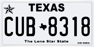 TX license plate CUB8318