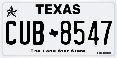 TX license plate CUB8547