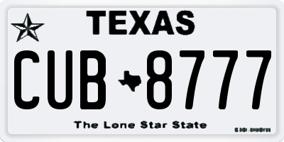 TX license plate CUB8777