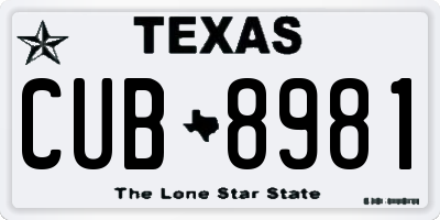 TX license plate CUB8981
