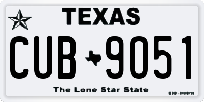 TX license plate CUB9051