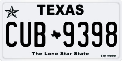 TX license plate CUB9398