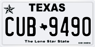 TX license plate CUB9490