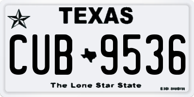 TX license plate CUB9536