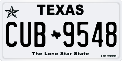 TX license plate CUB9548