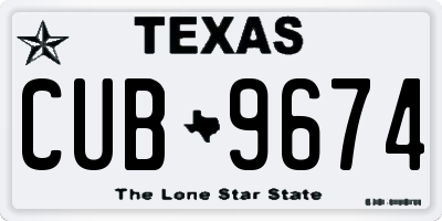 TX license plate CUB9674