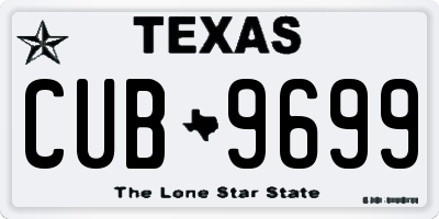TX license plate CUB9699