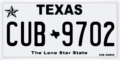 TX license plate CUB9702