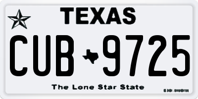 TX license plate CUB9725