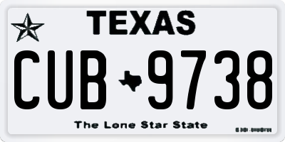 TX license plate CUB9738