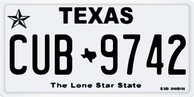 TX license plate CUB9742