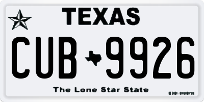 TX license plate CUB9926