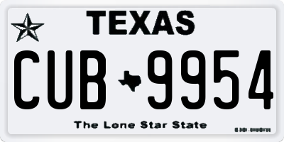 TX license plate CUB9954