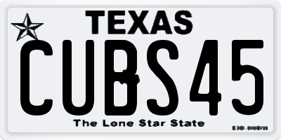 TX license plate CUBS45