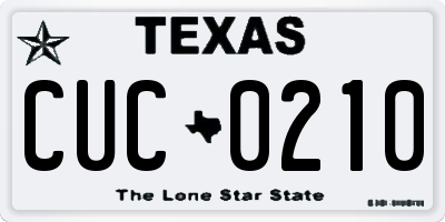 TX license plate CUC0210