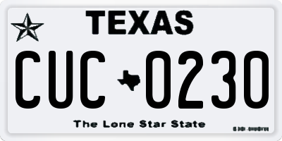 TX license plate CUC0230