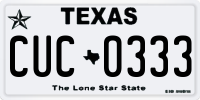 TX license plate CUC0333