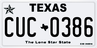 TX license plate CUC0386