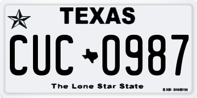 TX license plate CUC0987