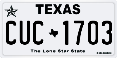 TX license plate CUC1703