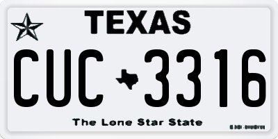 TX license plate CUC3316