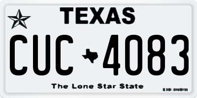 TX license plate CUC4083
