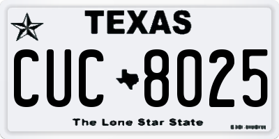 TX license plate CUC8025