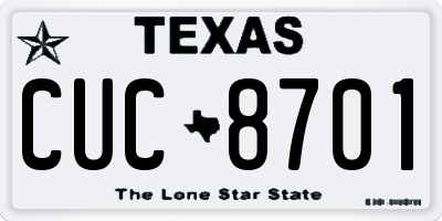 TX license plate CUC8701