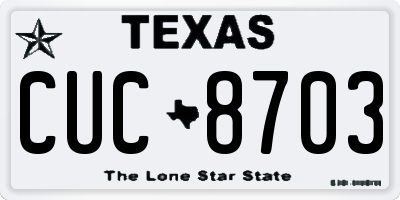 TX license plate CUC8703