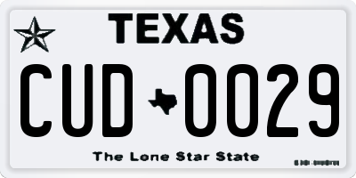 TX license plate CUD0029