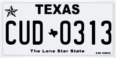 TX license plate CUD0313
