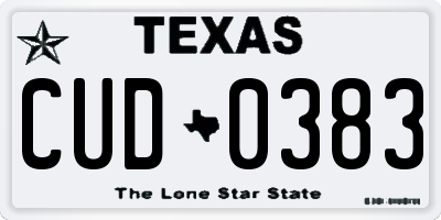TX license plate CUD0383