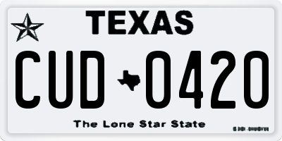 TX license plate CUD0420