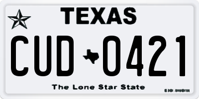 TX license plate CUD0421