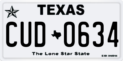 TX license plate CUD0634