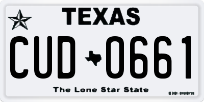 TX license plate CUD0661