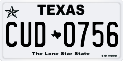 TX license plate CUD0756