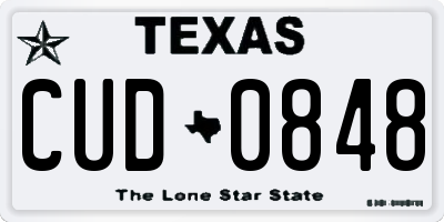 TX license plate CUD0848