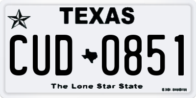 TX license plate CUD0851