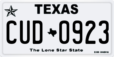TX license plate CUD0923
