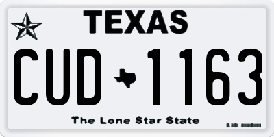 TX license plate CUD1163